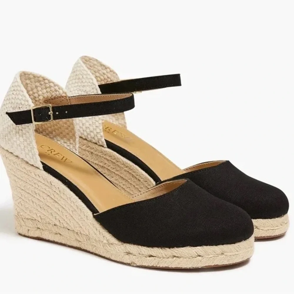 J. Crew Factory | Ankle-strap espadrille wedges black or Gold various sizes